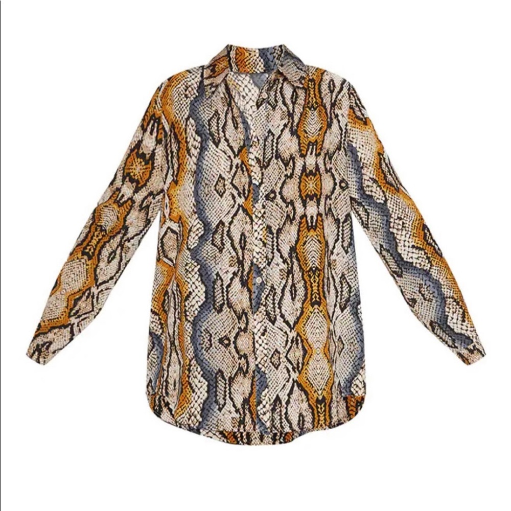 Snakeskin Print Button up